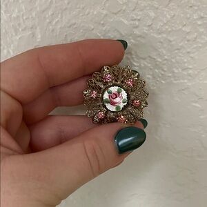 Elegant Floral Brooch with Pink Accents